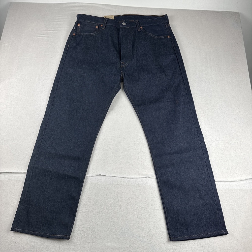 New! Levis Mens 501 Blue Jeans 36*29 Dark Wash Button Fly Denim